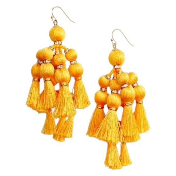 kate spade Jewelry - Kate Spade - Yellow and Crystal Pretty Pom Tassel  Drop Earrings